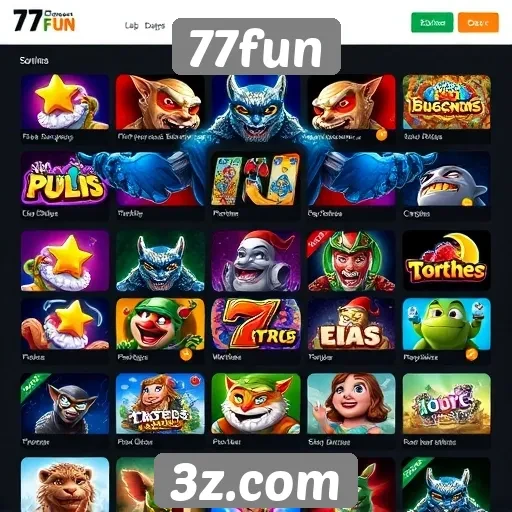 Plataforma 77fun oferece ampla variedade de jogos